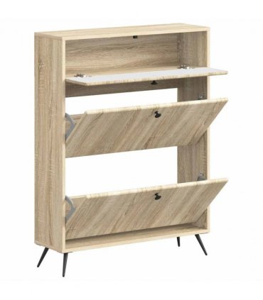 vidaXL Shoe Cabinet BREDA 78 x 24 x 103 cm Engineered Wood Sonoma Oak