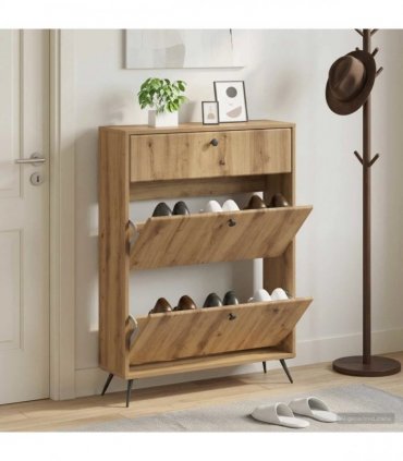 vidaXL Shoe Cabinet BREDA 78 x 24 x 103 cm Engineered Wood Artisan Oak