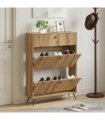 vidaXL Shoe Cabinet BREDA 78 x 24 x 103 cm Engineered Wood Artisan Oak