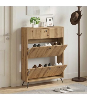 vidaXL Shoe Cabinet BREDA 78 x 24 x 103 cm Engineered Wood Artisan Oak