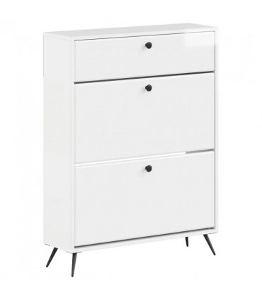vidaXL Shoe Cabinet BREDA 78 x 24 x 103 cm Engineered Wood — Colour: High gloss white