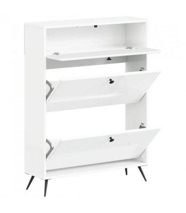 vidaXL Shoe Cabinet BREDA 78 x 24 x 103 cm Engineered Wood — Colour: High gloss white