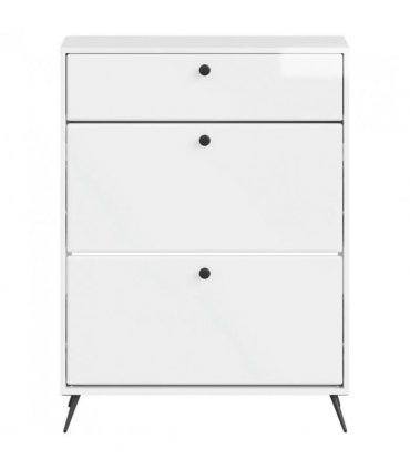 vidaXL Shoe Cabinet BREDA 78 x 24 x 103 cm Engineered Wood — Colour: High gloss white