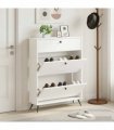 vidaXL Shoe Cabinet BREDA 78 x 24 x 103 cm Engineered Wood White