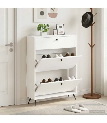 vidaXL Shoe Cabinet BREDA 78 x 24 x 103 cm Engineered Wood White