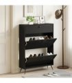 vidaXL Shoe Cabinet BREDA 78 x 24 x 103 cm Engineered Wood Black