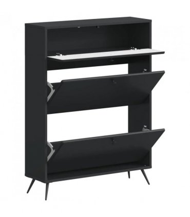vidaXL Shoe Cabinet BREDA 78 x 24 x 103 cm Engineered Wood Black