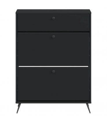 vidaXL Shoe Cabinet BREDA 78 x 24 x 103 cm Engineered Wood Black