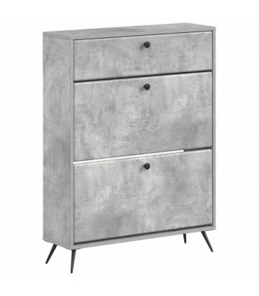 vidaXL Shoe Cabinet BREDA 78 x 24 x 103 cm Engineered Wood — Colour: Concrete grey