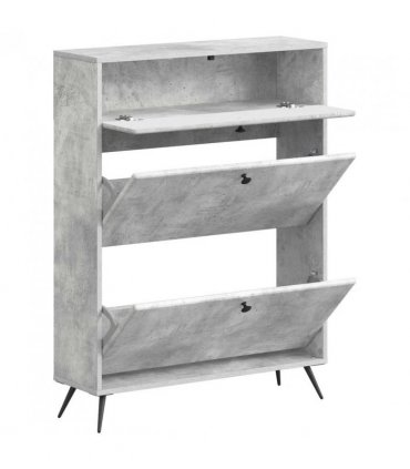vidaXL Shoe Cabinet BREDA 78 x 24 x 103 cm Engineered Wood — Colour: Concrete grey