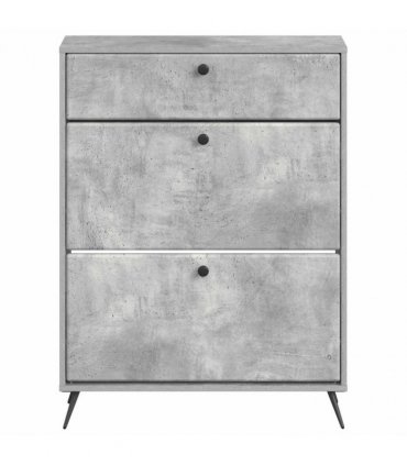 vidaXL Shoe Cabinet BREDA 78 x 24 x 103 cm Engineered Wood — Colour: Concrete grey