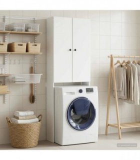 vidaXL Toilet Cabinet BREDA White 66 x 25.5 x 190 cm Engineered Wood