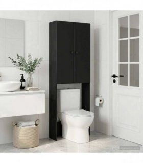 vidaXL Toilet Cabinet BREDA Black 66 x 25.5 x 190 cm Engineered Wood