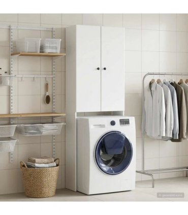 vidaXL Toilet Cabinet BREDA High Gloss White 66 x 25.5 x 190 cm