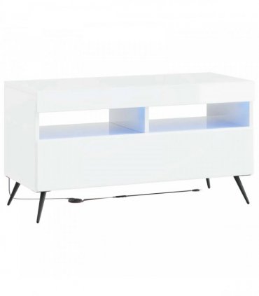vidaXL LED TV Cabinet BREDA High Gloss White Engineered Wood