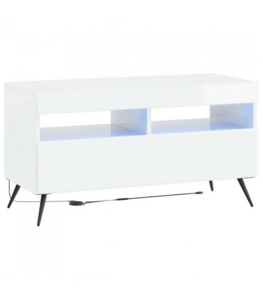 vidaXL LED TV Cabinet BREDA High Gloss White Engineered Wood