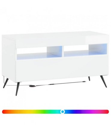 vidaXL LED TV Cabinet BREDA High Gloss White Engineered Wood