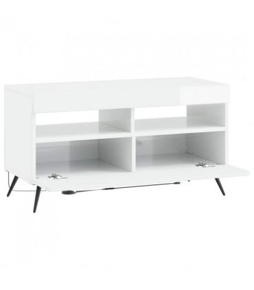 vidaXL LED TV Cabinet BREDA High Gloss White Engineered Wood