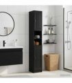vidaXL Bathroom Cabinet with Open Shelf UTRECHT Black 30 x 31 x 187 cm