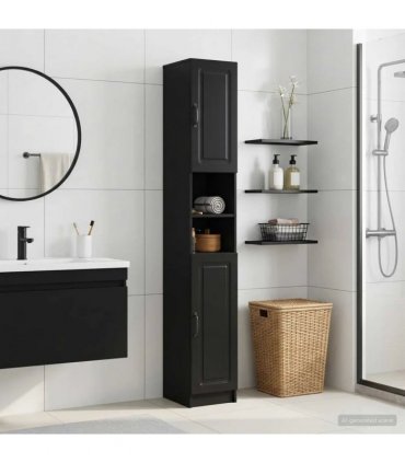 vidaXL Bathroom Cabinet with Open Shelf UTRECHT Black 30 x 31 x 187 cm