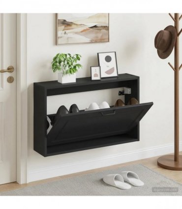 vidaXL Wall-Mounted Shoe Cabinet UTRECHT 71 x 17 x 43 cm Black