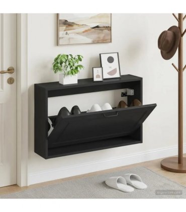 vidaXL Wall-Mounted Shoe Cabinet UTRECHT 71 x 17 x 43 cm Black