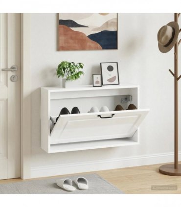 vidaXL Wall-Mounted Shoe Cabinet UTRECHT 71 x 17 x 43 cm — Colour: High gloss white