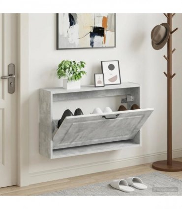 vidaXL Wall-Mounted Shoe Cabinet UTRECHT 71 x 17 x 43 cm Concrete Grey
