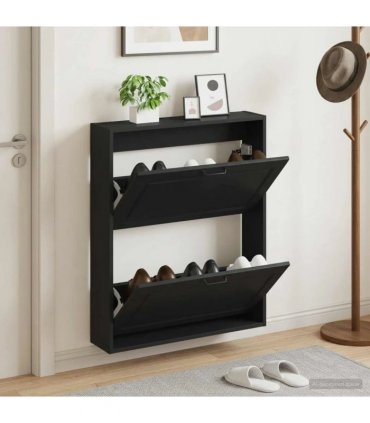 vidaXL Wall-Mounted Shoe Cabinet UTRECHT 71 x 17 x 86 cm Black