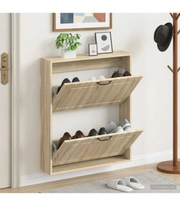 vidaXL Wall-Mounted Shoe Cabinet UTRECHT 71 x 17 x 86 cm Sonoma Oak