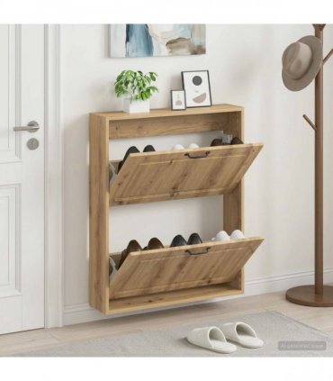vidaXL Wall-Mounted Shoe Cabinet UTRECHT 71 x 17 x 86 cm Artisan Oak