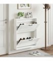 vidaXL Wall-Mounted Shoe Cabinet UTRECHT 71 x 17 x 86 cm — Colour: High gloss white