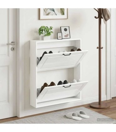 vidaXL Wall-Mounted Shoe Cabinet UTRECHT 71 x 17 x 86 cm — Colour: High gloss white