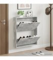 vidaXL Wall-Mounted Shoe Cabinet UTRECHT 71 x 17 x 86 cm Concrete Grey