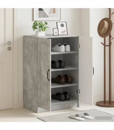 vidaXL Shoe Cabinet UTRECHT 59.5 x 39.5 x 87 cm Engineered Wood — Colour: Concrete grey