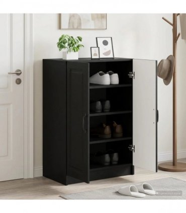 vidaXL Shoe Cabinet UTRECHT 59.5 x 39.5 x 87 cm Engineered Wood Black