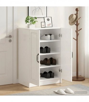 vidaXL Shoe Cabinet UTRECHT 59.5 x 39.5 x 87 cm Engineered Wood — Colour: High gloss white