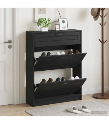 vidaXL Shoe Cabinet UTRECHT 78 x 24 x 100 cm Engineered Wood Black