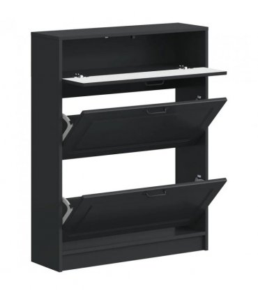 vidaXL Shoe Cabinet UTRECHT 78 x 24 x 100 cm Engineered Wood Black