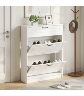 vidaXL Shoe Cabinet UTRECHT 78 x 24 x 100 cm Engineered Wood — Colour: High gloss white