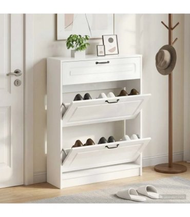 vidaXL Shoe Cabinet UTRECHT 78 x 24 x 100 cm Engineered Wood — Colour: High gloss white