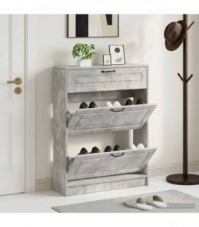 vidaXL Shoe Cabinet UTRECHT 78 x 24 x 100 cm Engineered Wood — Colour: Concrete grey