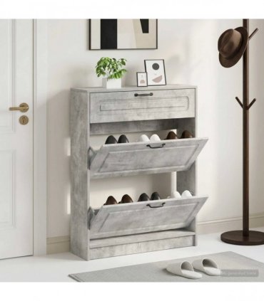 vidaXL Shoe Cabinet UTRECHT 78 x 24 x 100 cm Engineered Wood — Colour: Concrete grey