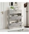 vidaXL Shoe Cabinet UTRECHT 78 x 24 x 100 cm Engineered Wood — Colour: Concrete grey