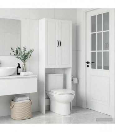 vidaXL Toilet Cabinet UTRECHT White 66 x 25.5 x 190 cm Engineered Wood