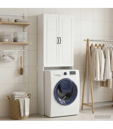 vidaXL Toilet Cabinet UTRECHT White 66 x 25.5 x 190 cm Engineered Wood