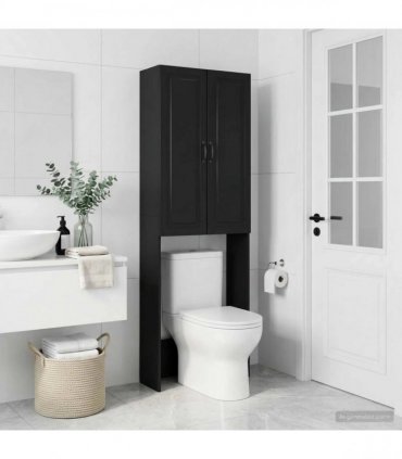 vidaXL Toilet Cabinet UTRECHT Black 66 x 25.5 x 190 cm Engineered Wood