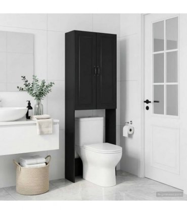 vidaXL Toilet Cabinet UTRECHT Black 66 x 25.5 x 190 cm Engineered Wood