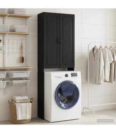 vidaXL Toilet Cabinet UTRECHT Black 66 x 25.5 x 190 cm Engineered Wood