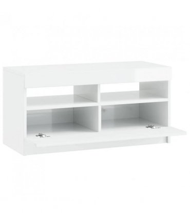 vidaXL LED TV Cabinet High Gloss White Engineered Wood — V0672276901